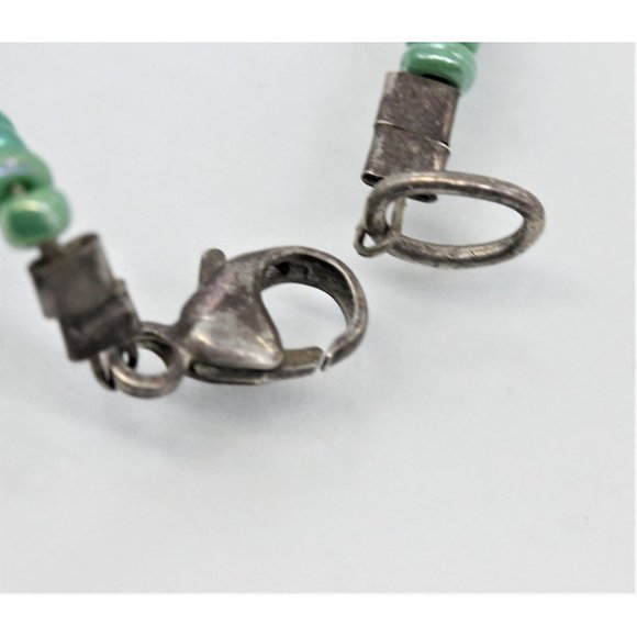 925 STERLING TURQUOISE antique,primitive, native,handmade necklace 17" 23.5 gram - Picture 9 of 10